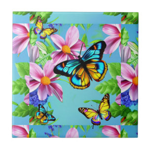 Butterfly's and Flowers Notebook Tile