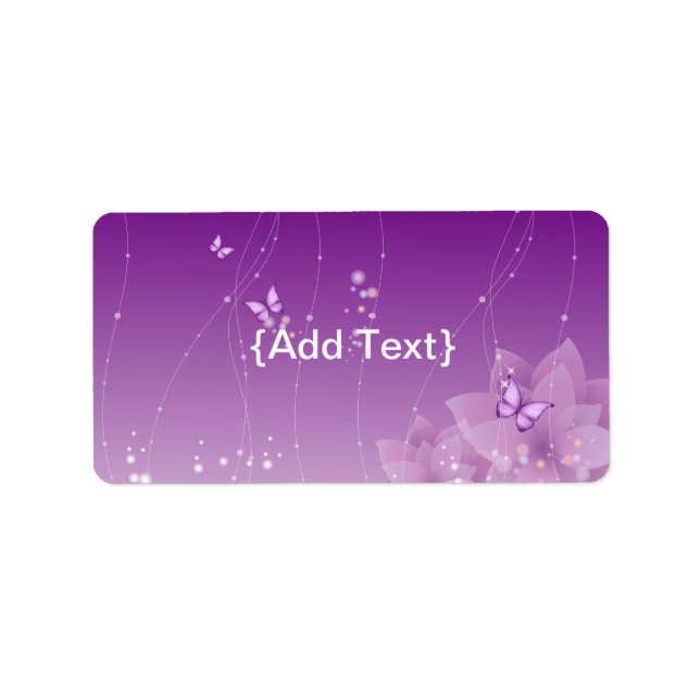 Butterfly's and Purple Flowers Label (Front)