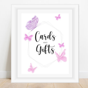 Butterfly's cards and gifts baby shower poster