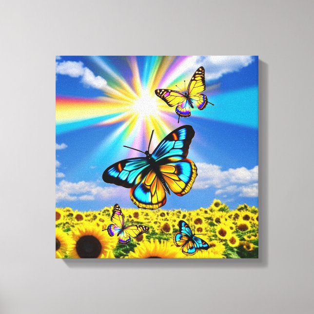 Butterfly's & Sunflowers  Canvas Print (Front)