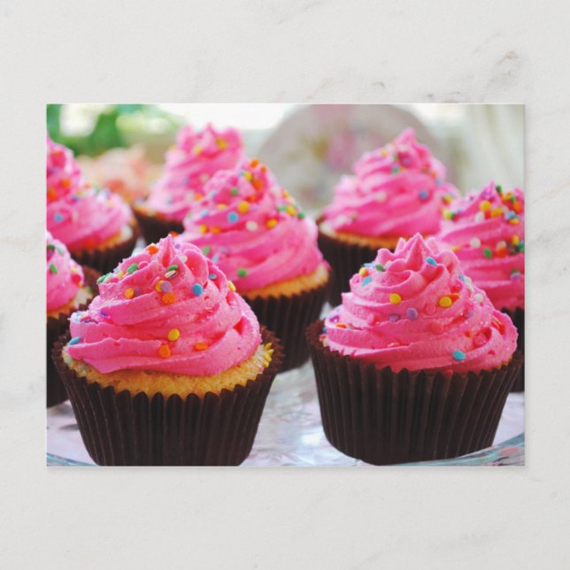 Buttermilk Confetti Cupcakes with Pink Frosting Postcard (Front)