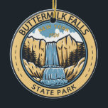 Buttermilk Falls State Park New York Badge Ceramic Ornament<br><div class="desc">Buttermilk Falls State Park illustration in a badge style circle. The park was named for the frothy appearance of its churning waters.</div>