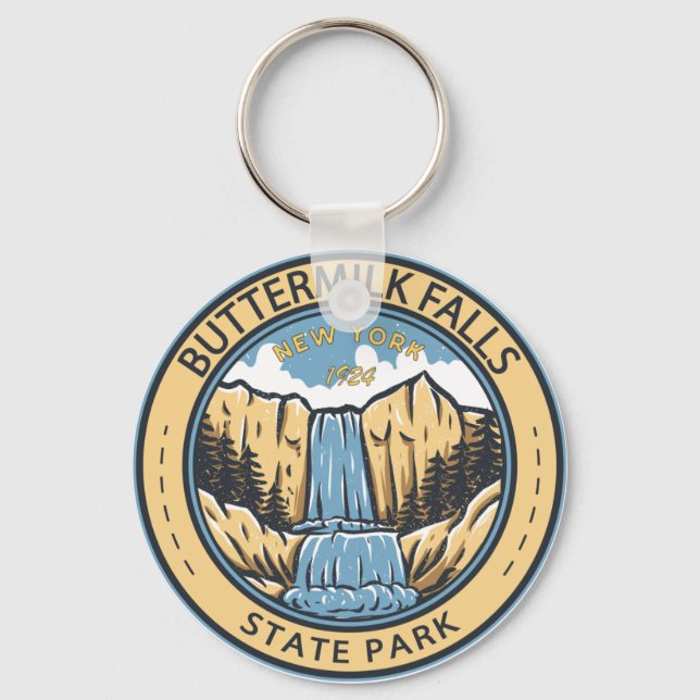 Buttermilk Falls State Park New York Badge Keychain (Front)