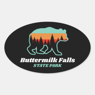 Buttermilk Falls State Park New York Bear Retro Oval Sticker