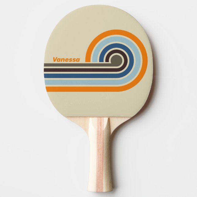 Butternut Fade Curl Stripes with Name Ping Pong Paddle (Front)