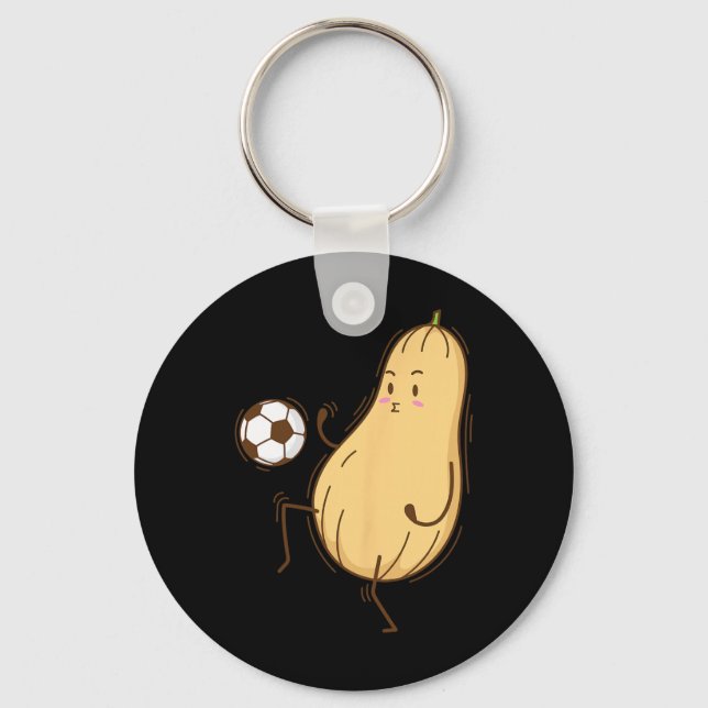 Butternut Squash Playing Soccer  Keychain (Front)