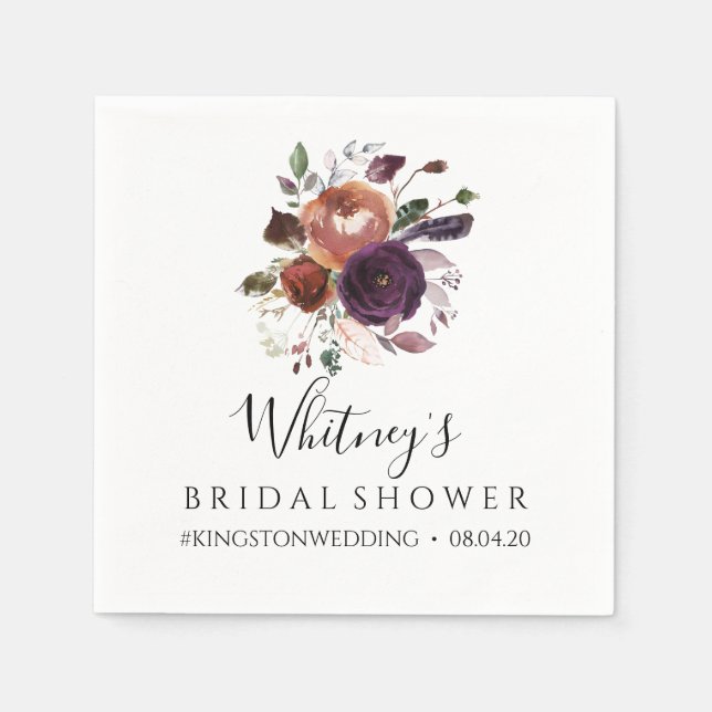 Butterrum & Plum Bridal Shower Napkins (Front)