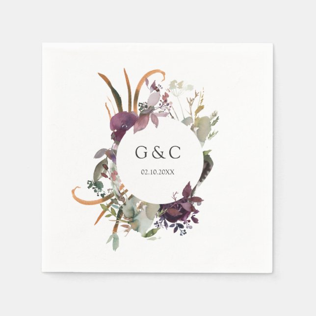 Butterum & Plum Personalized Wedding Napkin 1 (Front)