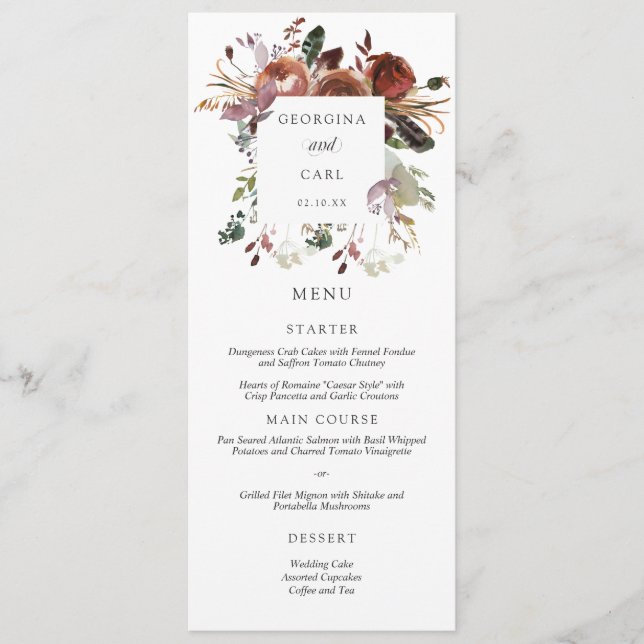 Butterum & Plum Wedding Menu Card (Front)