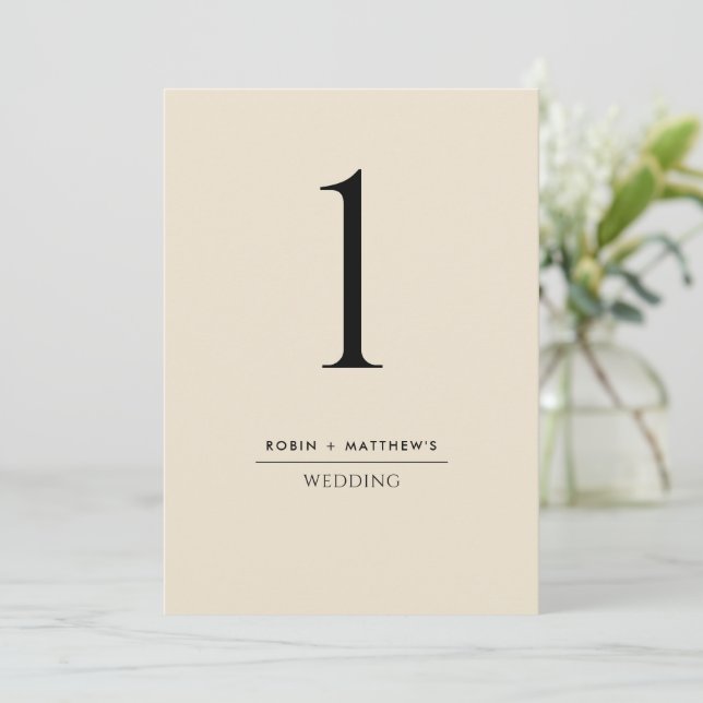 Buttery Beige Elegant and Simple Table Number (Standing Front)