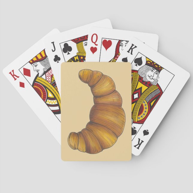 Buttery Flaky Hot Croissant Pastry French Food Playing Cards (Back)