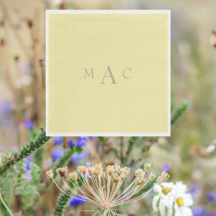 Buttery Yellow Monogram Wedding Cocktail Napkin