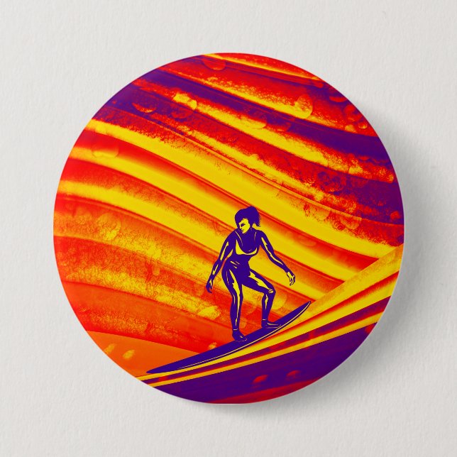 Button, Abstract Sunset Design 3 Inch Round Button (Front)