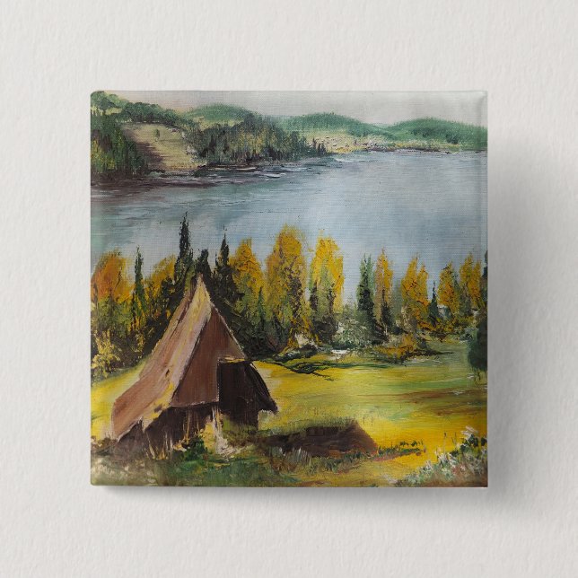 Button Ann Hayes Painting Chalet On The Lake (Front)