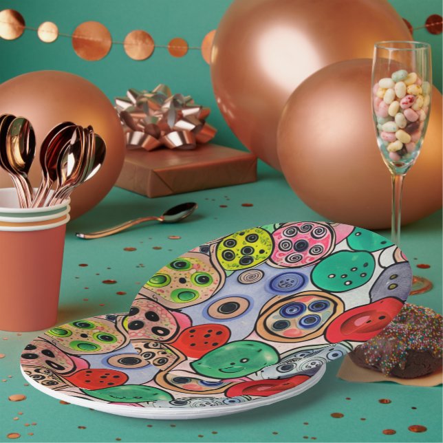 Button Art Paper Plate (Multi)