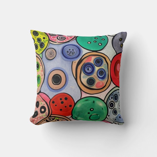 Button Art Throw Pillow (Front)