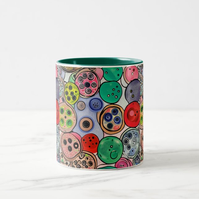Button Art Two-Tone Coffee Mug (Center)