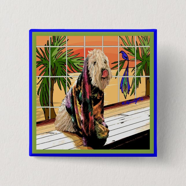 Button: "At the Spa" 2 Inch Square Button (Front)