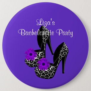 Button Bachelorette Party Purple leopard Shoe