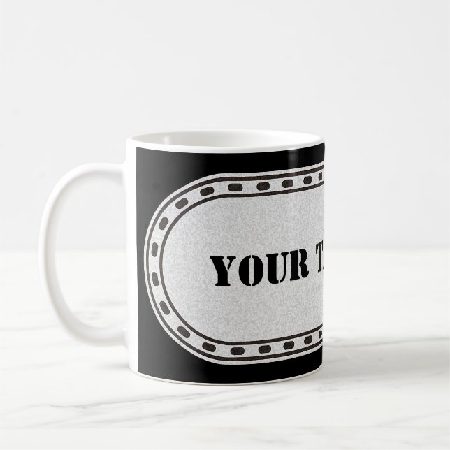 BUTTON BANNER grey black gradient + your text Coffee Mug (Left)