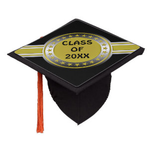 Button / Banner - Stars gold silver + your ideas Graduation Cap Topper