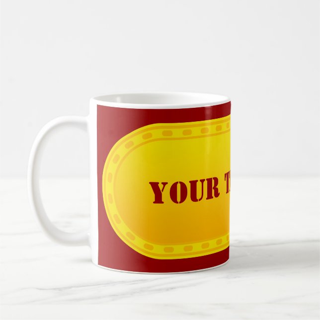 BUTTON BANNER yellow gradient + your text Coffee Mug (Left)