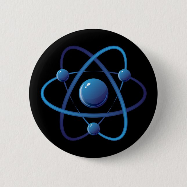 Button: Blue atom 2 Inch Round Button (Front)
