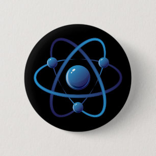 Button: Blue atom 2 Inch Round Button