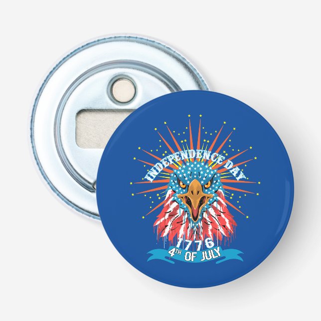 Button Bottle Opener American beautiful Eagle Blue (Front)