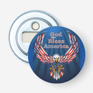 Button Bottle Opener American beautiful Eagle Blue
