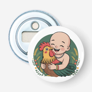 Button Bottle Opener | Chloe Baby Hugs The Rooster