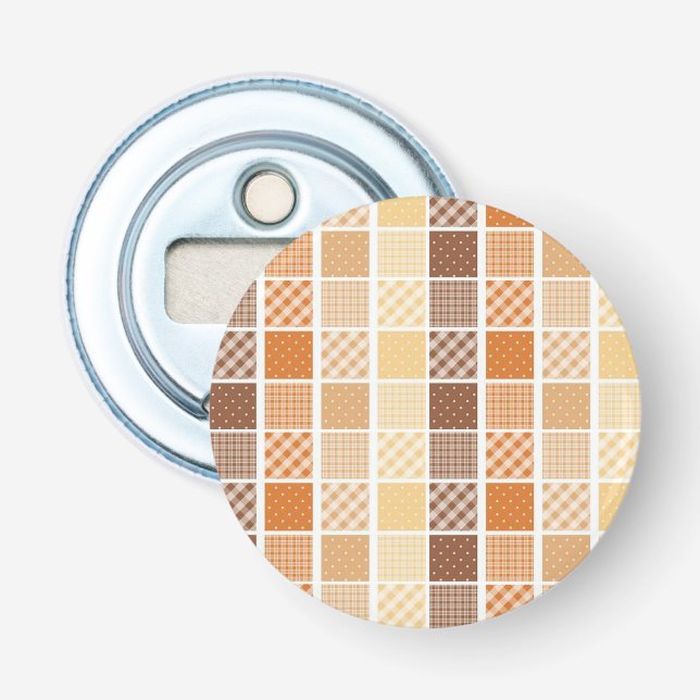 Button Bottle Opener Orange Brown (Front)