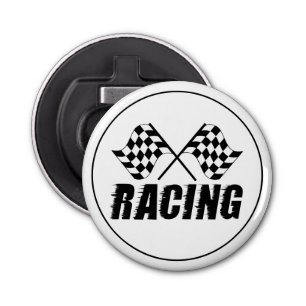 Button Bottle Opener-Racing Flags Bottle Opener