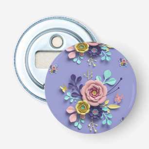 Button Bottle Opener Rose Floral
