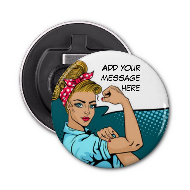 Button Bottle Opener - We Can Do It! Blonde (Front)