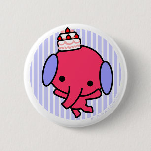 Button - Cake Elephant - Blue Stripes