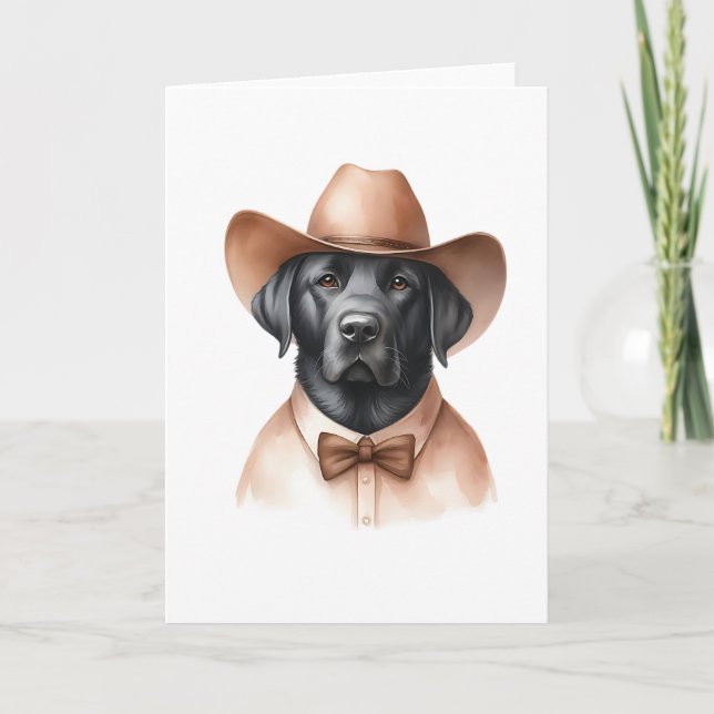 Button-Down Bow Tie Black Lab Blank Greeting  Card (Front)