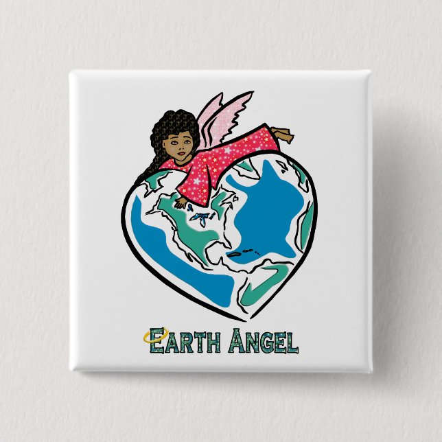 Button: "Earth Angel" (b) 2 Inch Square Button (Front)