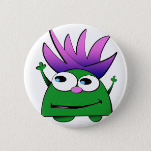 Button Flair, Cute Little Green Monster Cartoon