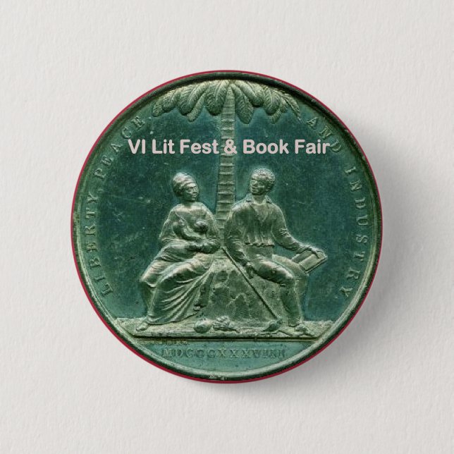 Button for the VI Lit Fest & Book Fair (Front)