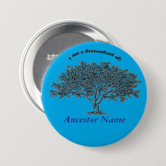 Button - Genealogy Tree on Blue