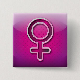 Button glossy gender woman symbol