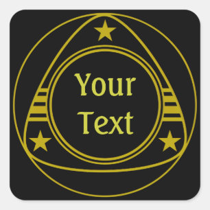 BUTTON GOLD STARS + your text Square Sticker