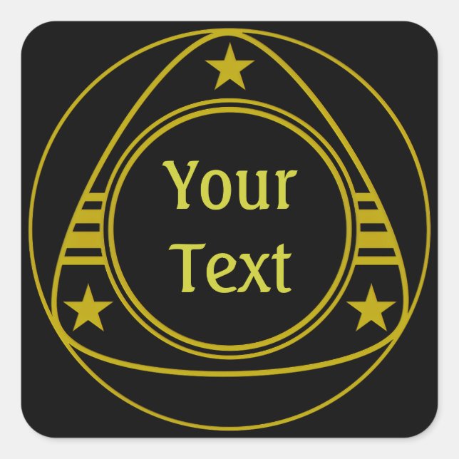 BUTTON GOLD STARS + your text Square Sticker (Front)