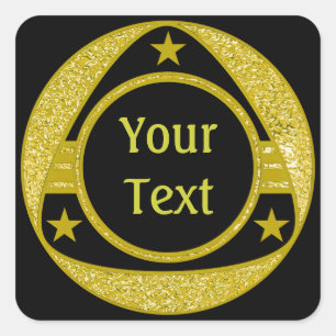 BUTTON GOLD STARS + your text Square Sticker