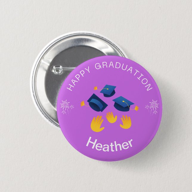 Button - Happy Graduation Personalize - Add name (Front & Back)