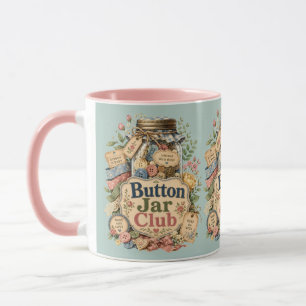 Button Jar Club Cottagecore Sewing Collage Mug