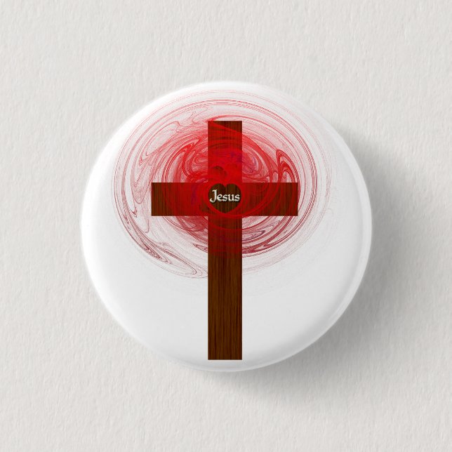 Button- Jesus cross 1 Inch Round Button (Front)