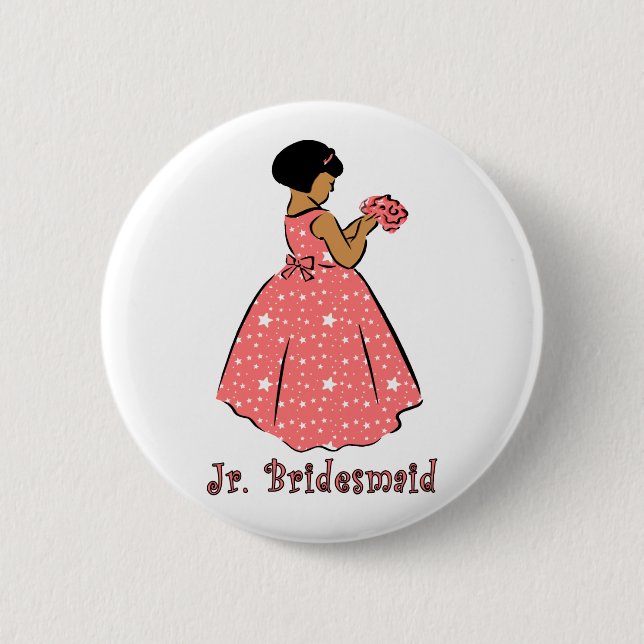 Button: Jr Bridesmaid B 2 Inch Round Button (Front)