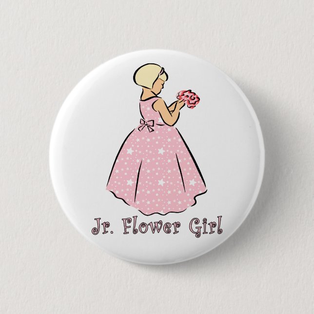 Button: Jr. Flower Girl in Pink 2 Inch Round Button (Front)